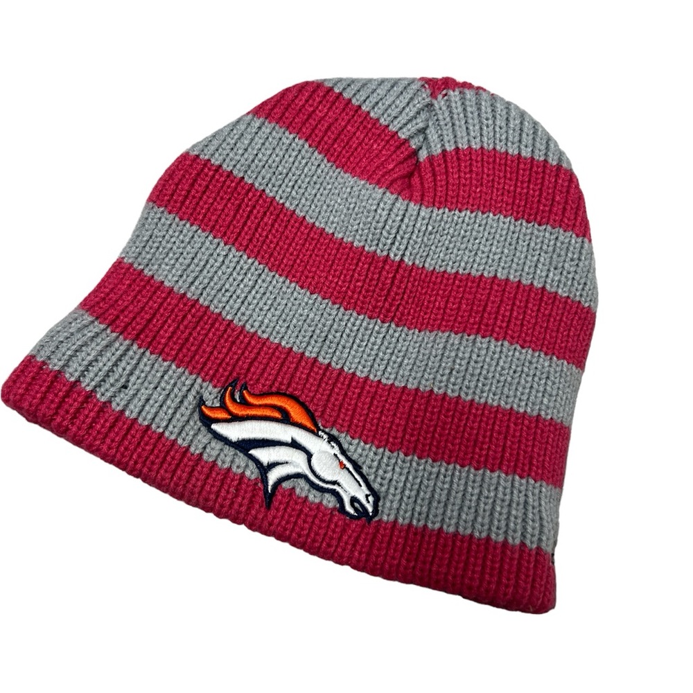 NFL Broncos Breast Cancer month pink gray beanie hat